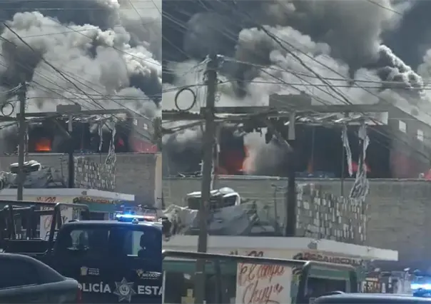 VIDEO | Incendio en Ecatepec arrasa con una fabrica de colchones; hay transportes afectados