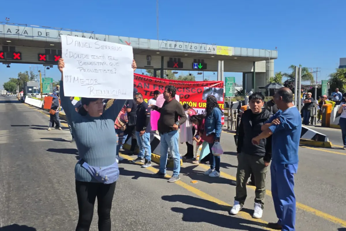 Manifestación en caseta de cobro en Edomex. Foto: X (@vialhermes)