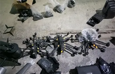 En Operativo Frontera Norte decomisan drones, antidrones, explosivos improvisados, así como armamento junto a 2 detenidos