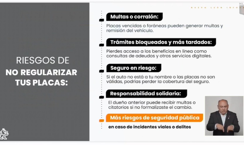 ¿Cuáles son los riesgos por no regularizar las placas?
¿Cuáles son los riesgos por no regularizar las placas?