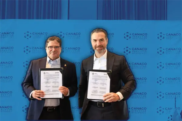 Adrián de la Garza firma acuerdo con CANACO para mejorar servicios y trámites empresariales