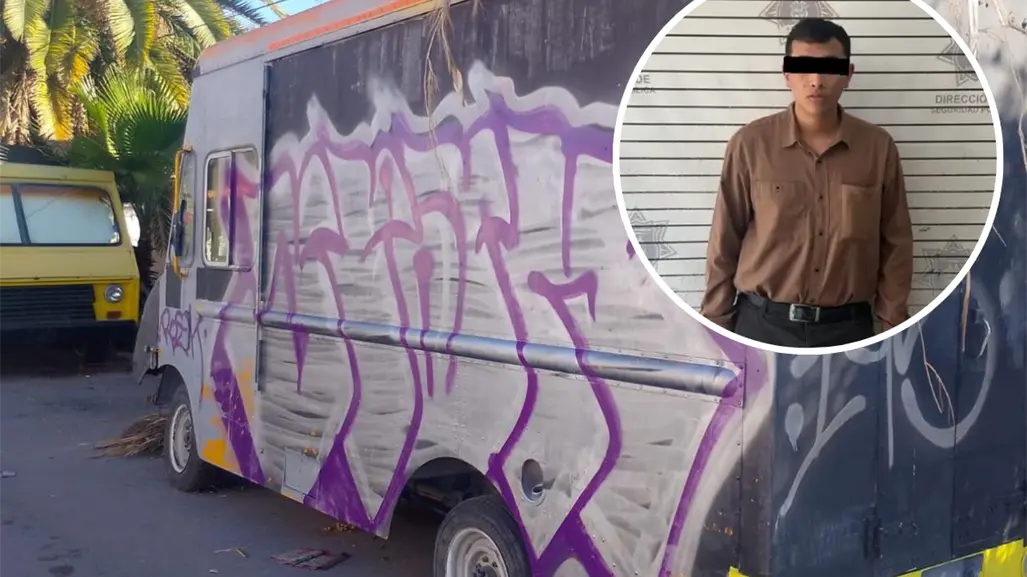 Detienen a joven por grafitear vehículos en Saltillo; buscan a una mujer que lo acompañaba