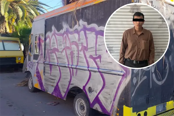 Detienen a joven por grafitear vehículos en Saltillo; buscan a una mujer que lo acompañaba