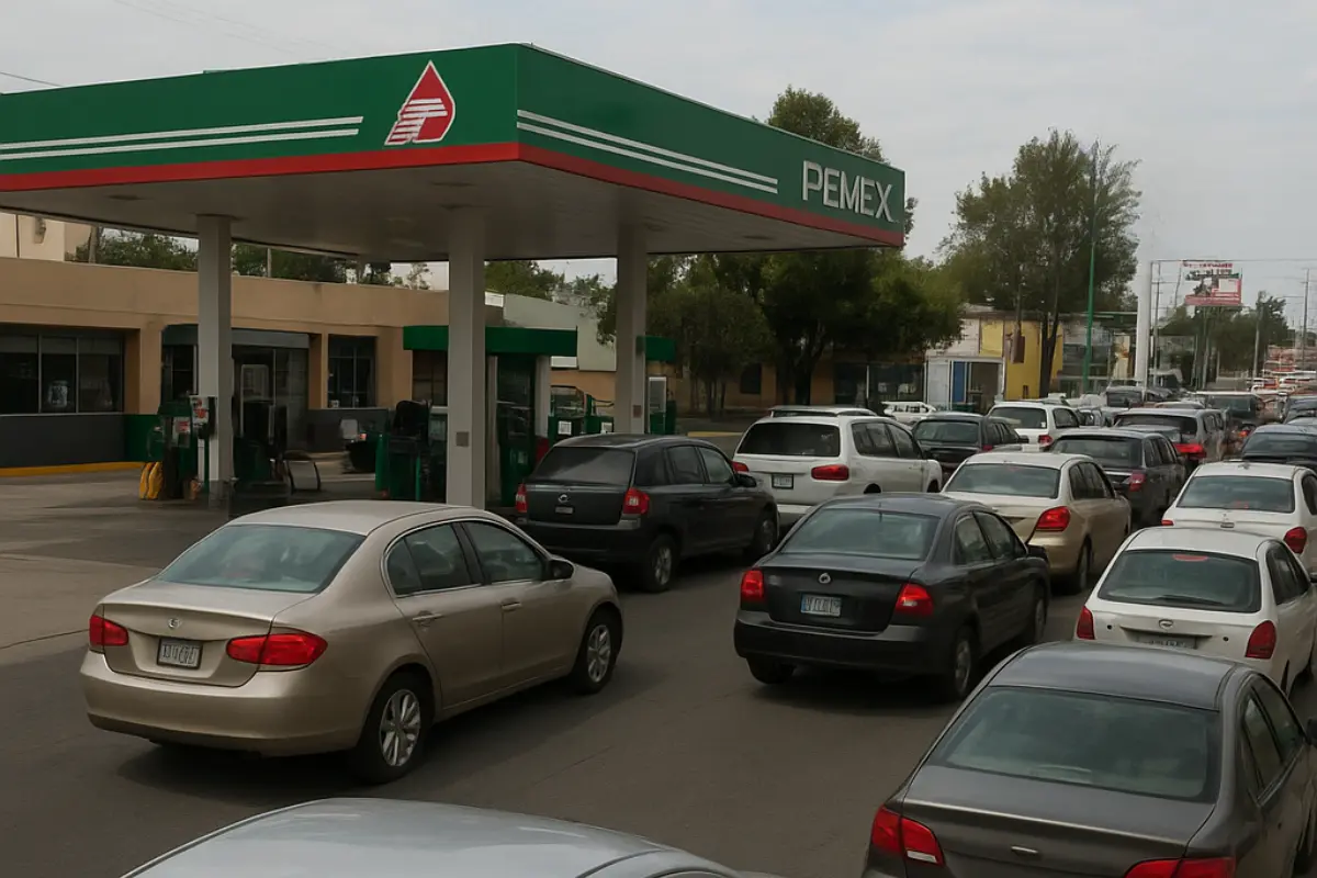 Desabasto en Pemex. Foto: IA ChatGPT