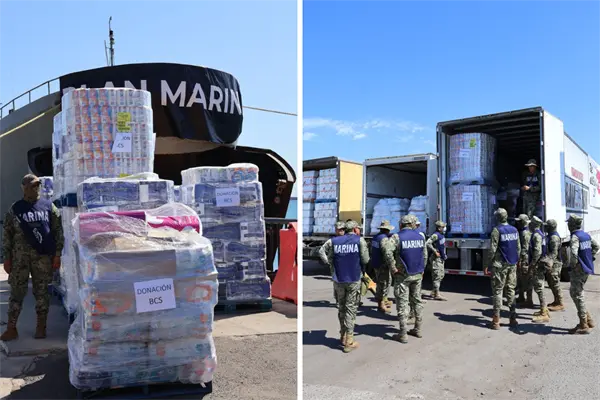 Esto donó BCS para Veracruz y otros estados; Marina embarca toneladas de ayuda en Pichilingue