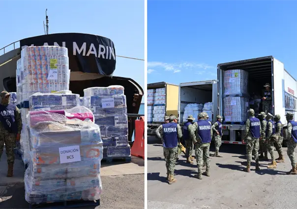 Esto donó BCS para Veracruz y otros estados; Marina embarca toneladas de ayuda en Pichilingue