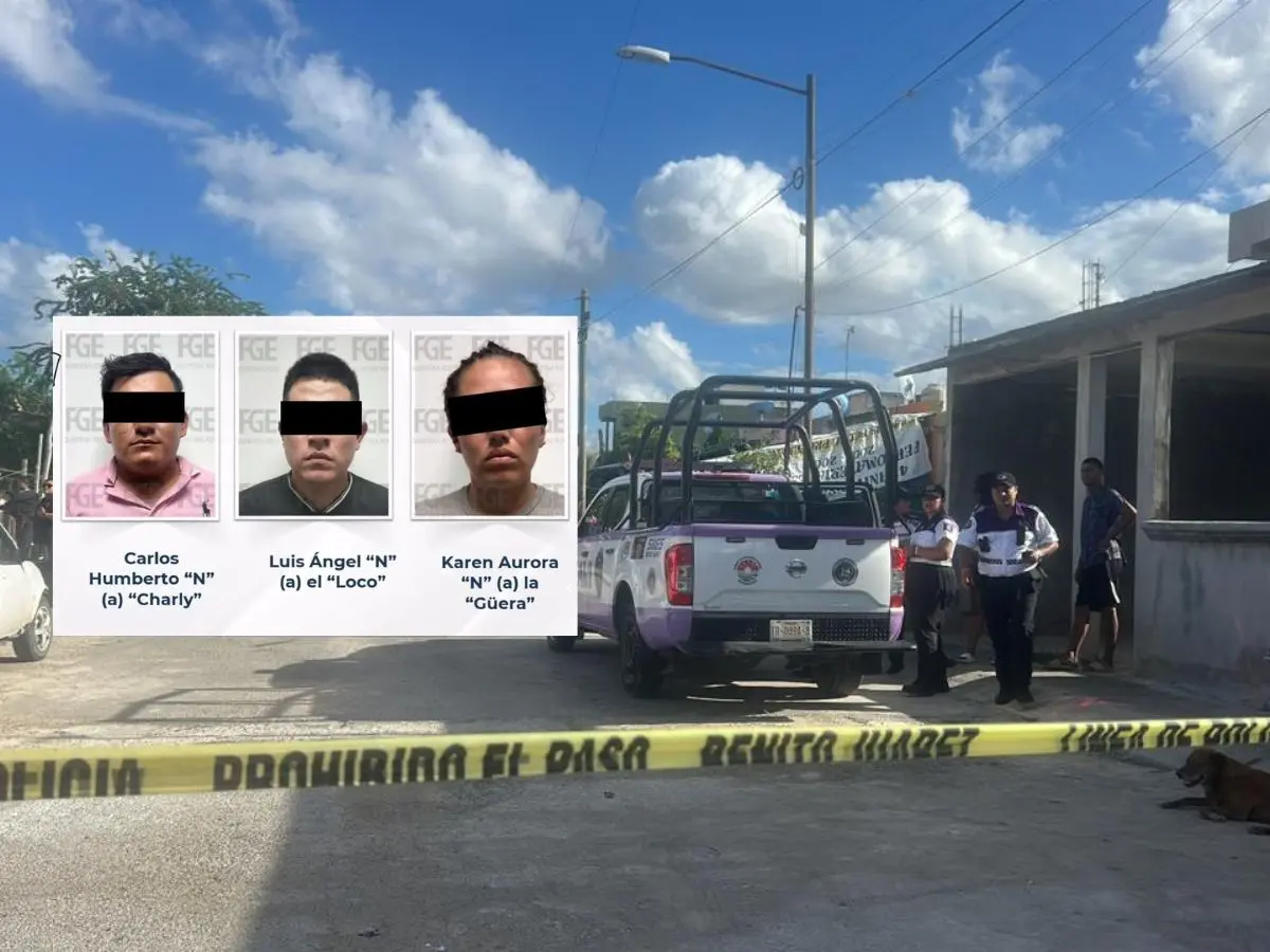 Tres personas señaladas como sicarios fueron detenidos la jornada del martes en Cancún por su responsabilidad del doble crimen ocurrido el pasado 13 de octubre.- Fuente FGE de Quintana Roo y Canal Caribe