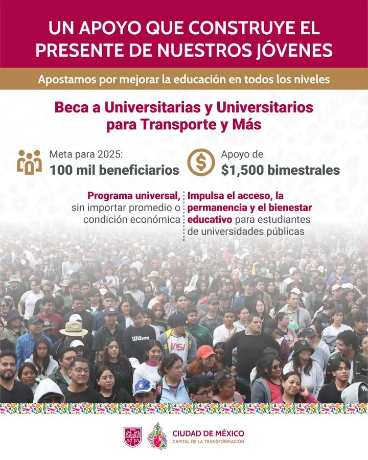 Póster de Beca para Transporte 2025. Foto: X @GobCDMX