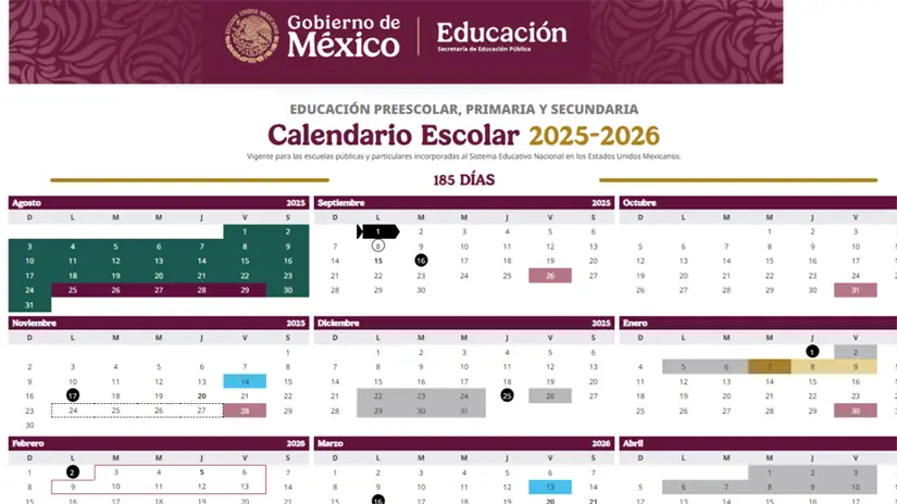 imagen recuadro Calendario SEP educación básica.