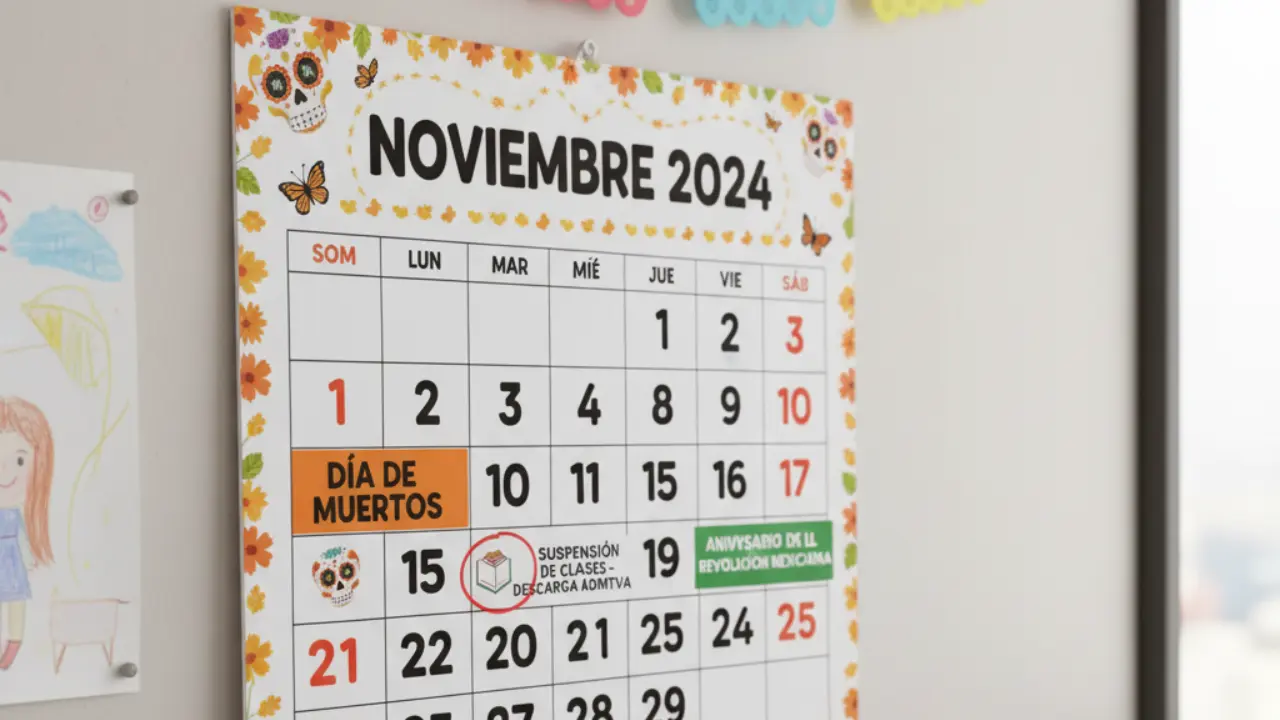 Calendario escolar en CDMX de noviembre, adornos por el Día de Muertos | Foto: Gemini IA