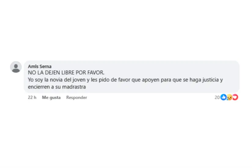 Screenshot de comentario en Facebook hecho por la presunta novia del joven agredido. 