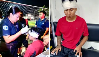 Gran susto en Kanasín por un futbolista que se pegó en un poste metálico: fue atendido a tiempo por paramédicos
