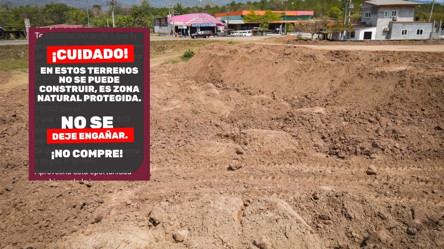 Autoridades de Saltillo alertan sobre terrenos irregulares en zona protegida y posibles fraudes. (Canva | WhatsApp)