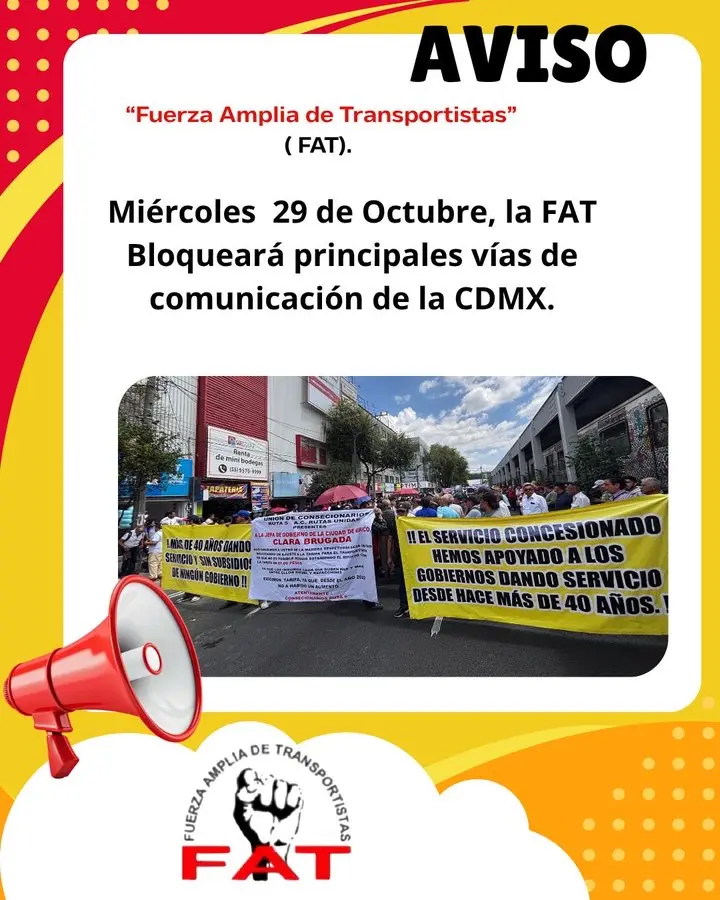 Aviso de protesta de transportistas. Foto: X @marianoosorio1