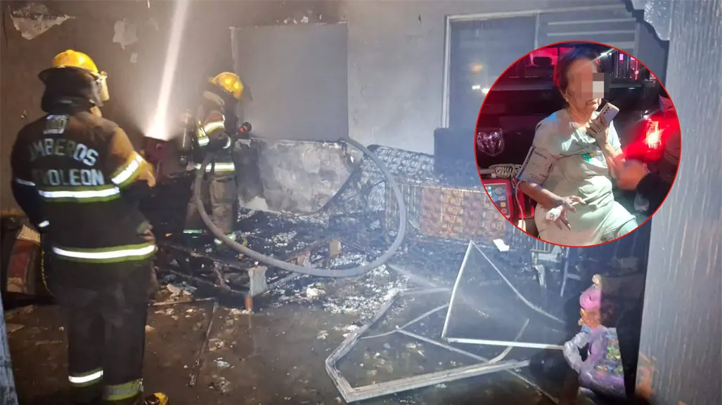Rescatan a mujer de 86 años tras incendio en su vivienda en Monterrey