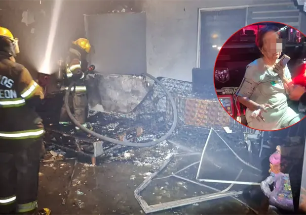 Rescatan a mujer de 86 años tras incendio en su vivienda en Monterrey