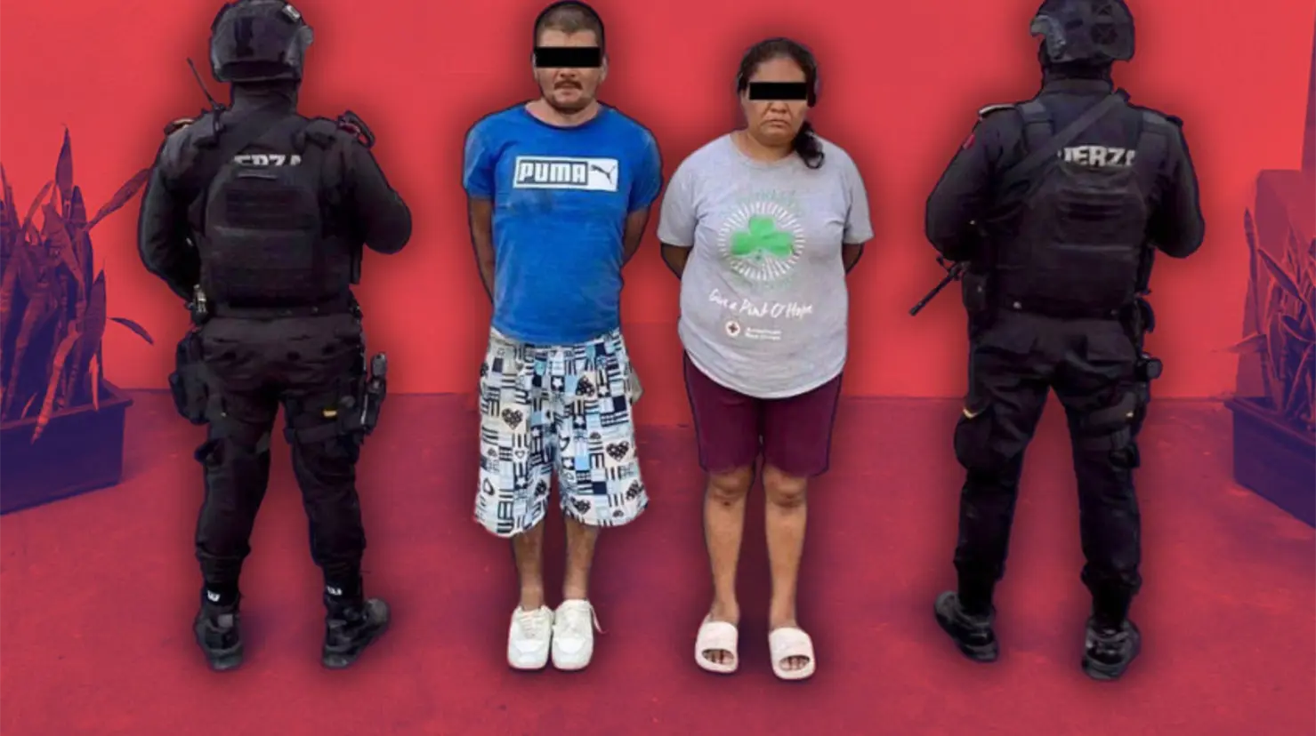 pareja identificada como Román “N”, de 42 años de edad y Laura “N”, de 45 años Foto: Fuerza Civil