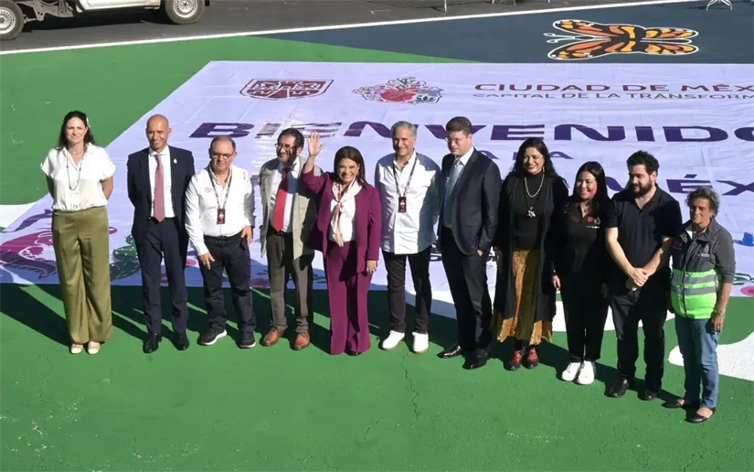 imagen recuadro Clara Brugada en la inauguración del GP de México. Foto: @PabloVazC