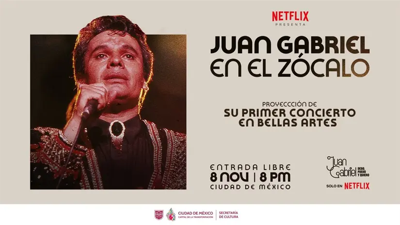 imagen recuadro Proyección de Juan Gabriel en el Zócalo de la cdmx. Foto: X @NetflixLAT