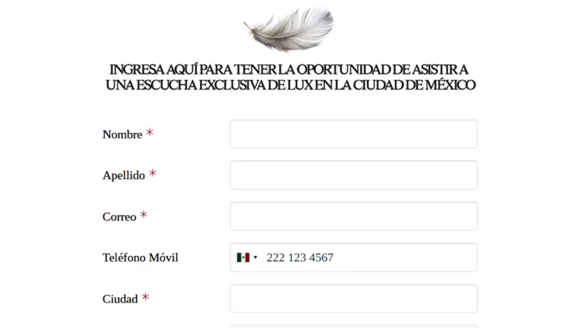imagen recuadro Rosalía Listening party en CDMX formulario