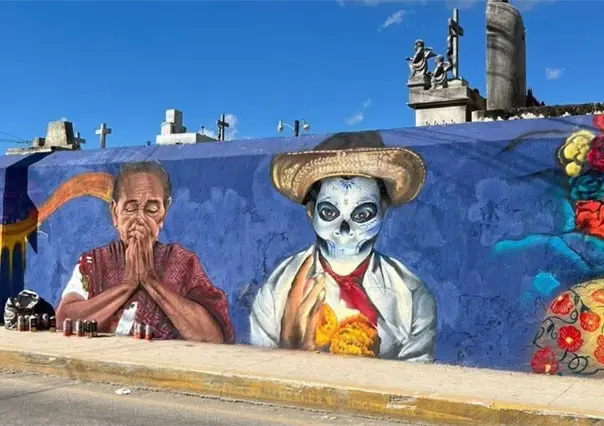 Pixán Graf transforma el cementerio de Kanasín con murales que honran el Janal Pixán y la cultura yucateca