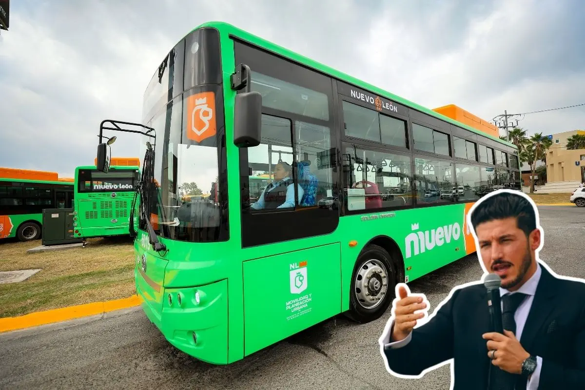 El gobernador de Nuevo León, Samuel García Sepúlveda, anunció que están por recibirse 600 unidades más de transporte público. Foto: Gobierno de Nuevo León