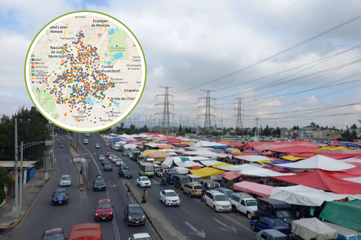 Tianguis de las Torres en Iztapalapa y mapa de Jerónimo Monroy en CDMX. Foto: Pinterest  | Canva
