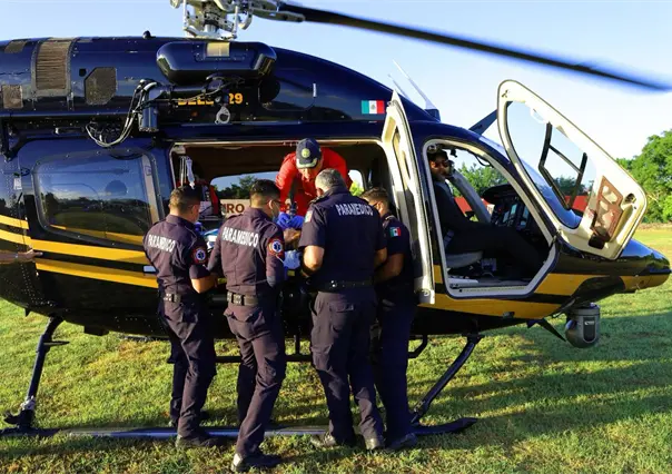 Joven embarazada es trasladada en helicóptero de la SSP desde Peto a Mérida tras emergencia médica