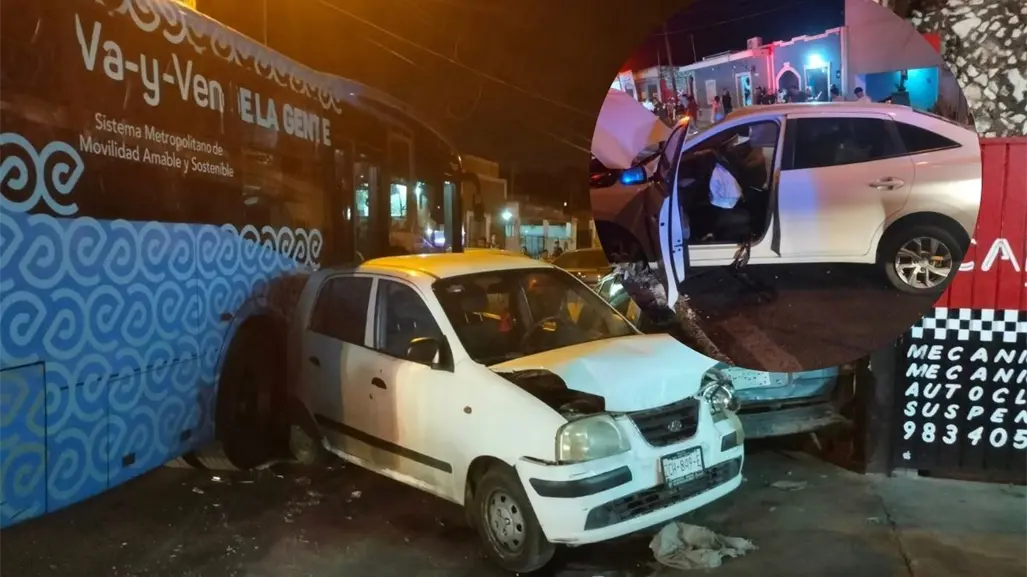 Espectacular accidente en Mérida: 11 autos involucrados incluyendo una unidad del  Va y Ven