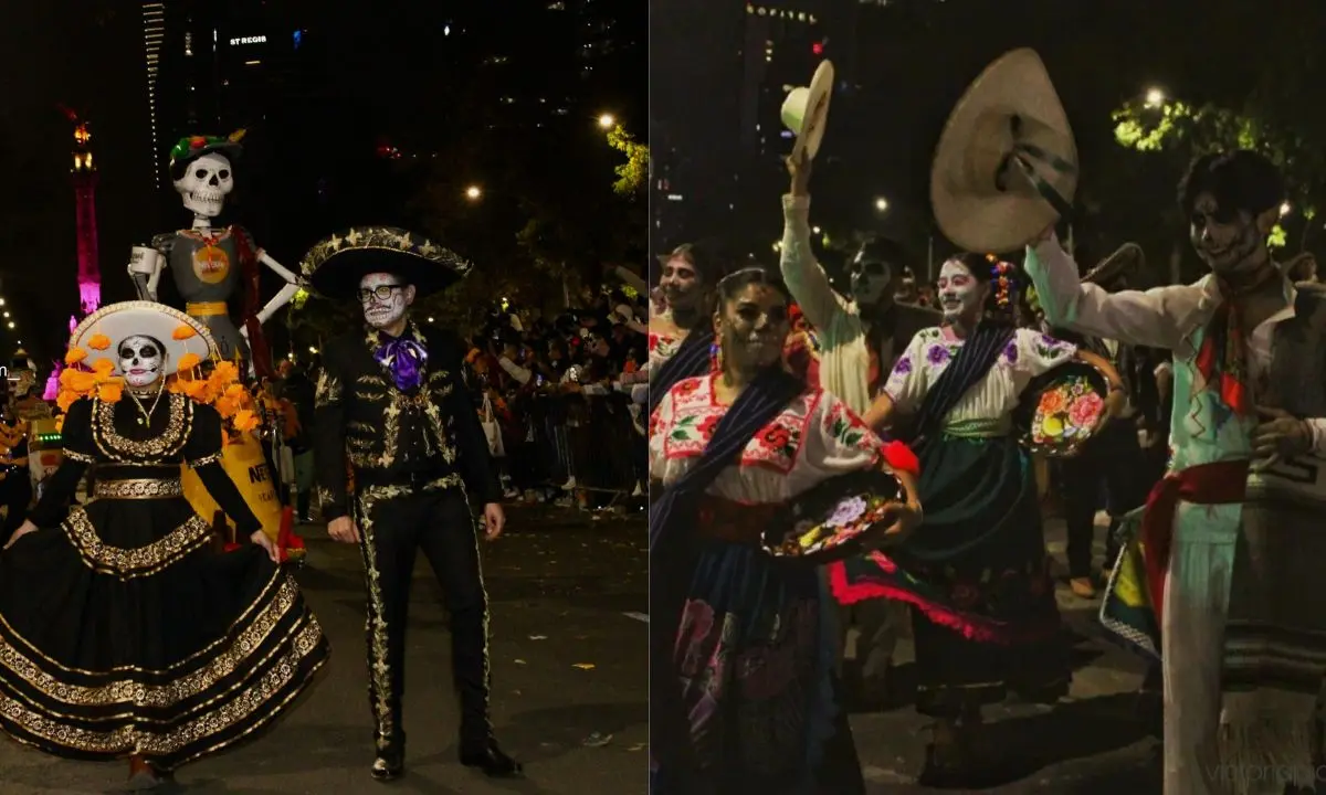 Mega Procesión de Catrinas en CDMX.  Foto: Facebook (Mega Procesión de las Catrinas) | Canva