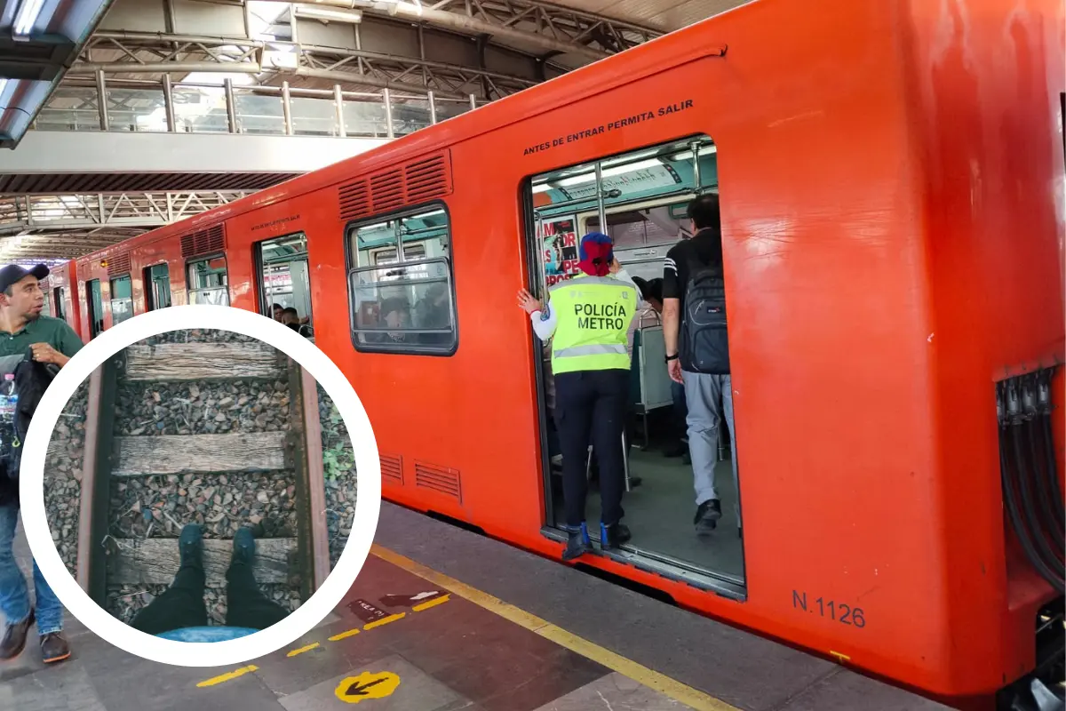 Hombre se aventó en el Metro. Foto: Canva | X @MetroCDMX