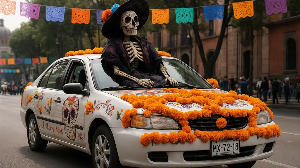 ¿Te pueden multar por decorar tu auto en Día de Muertos? Esto dice la ley en CDMX