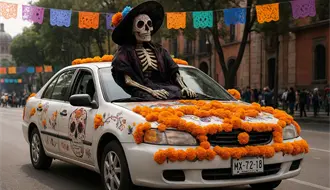 ¿Te pueden multar por decorar tu auto en Día de Muertos? Esto dice la ley en CDMX