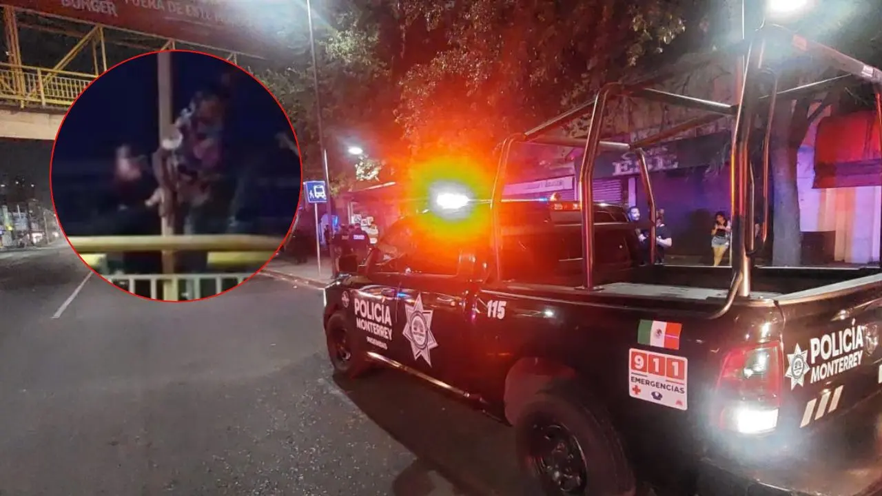 Policía de Monterrey en rescate del hombre Foto: Gobierno de Monterrey