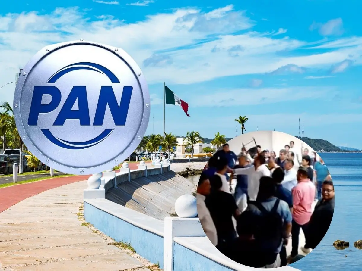 Polémica se generó en una asamblea del PAN en Campeche debido a que el evento terminó el golpes y sillazos por la inconformidad de algunos grupos en el interior del partido.- Fuente PAN Campeche y Canva