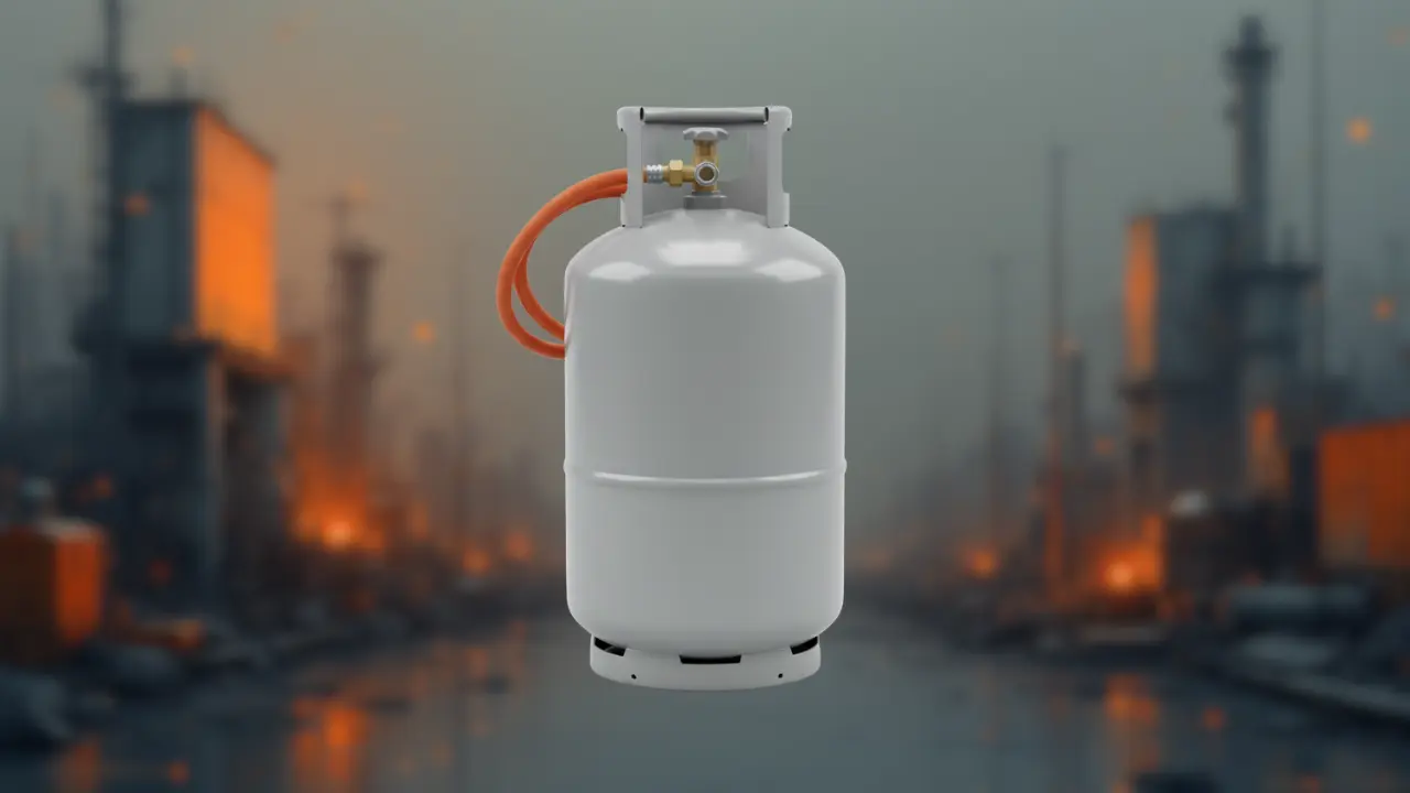 Cilindro de gas, de fondo fábrica industrial | Gemini IA | Canva