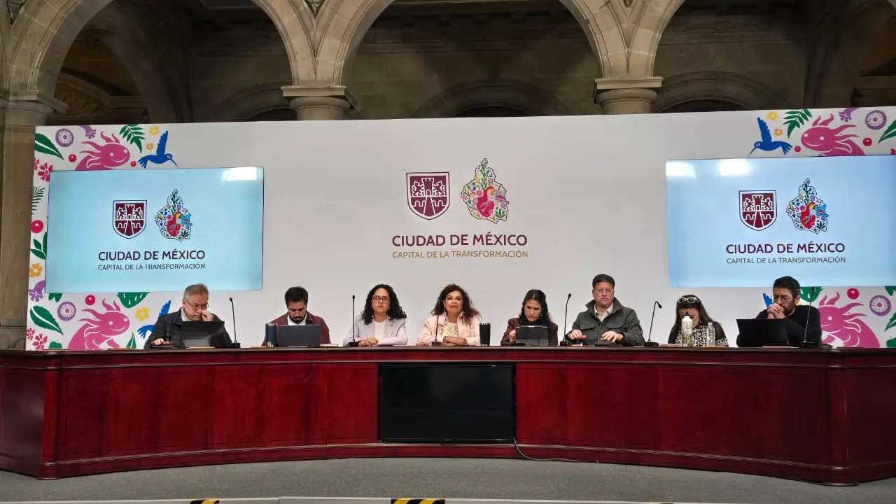 Autoridades de la CDMX en conferencia de prensa de Tlalpan. Foto: Mario Flores