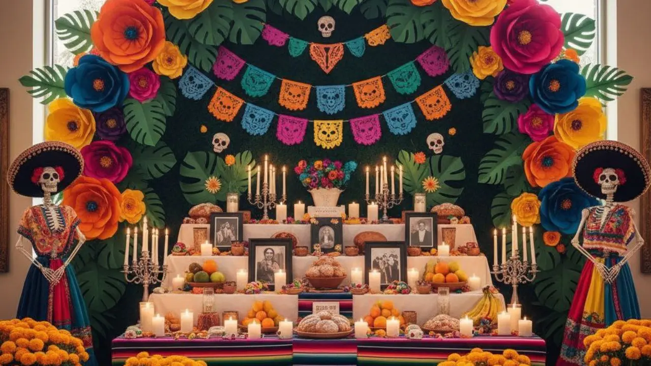 El Día de Muertos representa el vínculo espiritual entre los vivos y los muertos | Foto: Arte con flores de papel