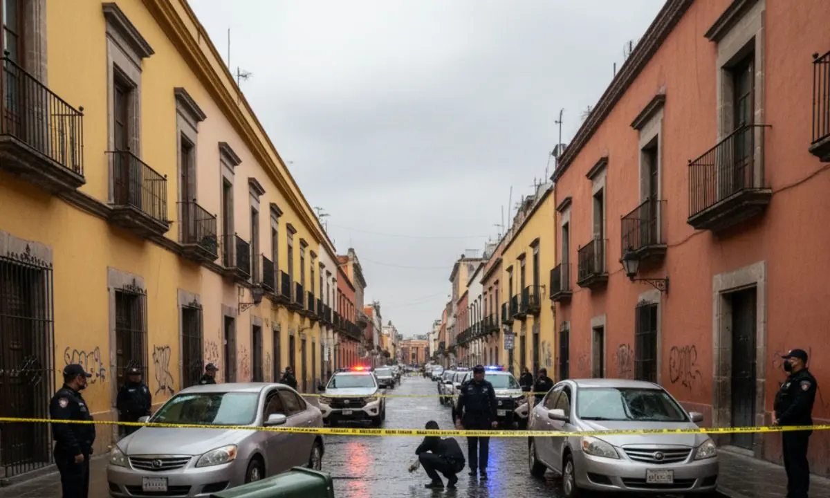 Policías en CDMX en un lugar donde ocurrió un asesinato.  Foto: creada con IA