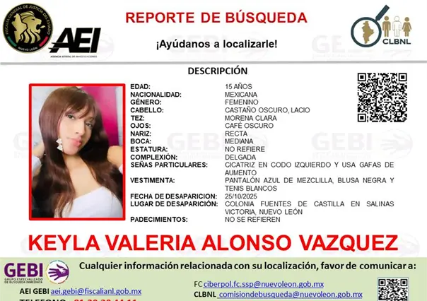Desaparece jovencita de 15 años en Salinas Victoria, Nuevo León