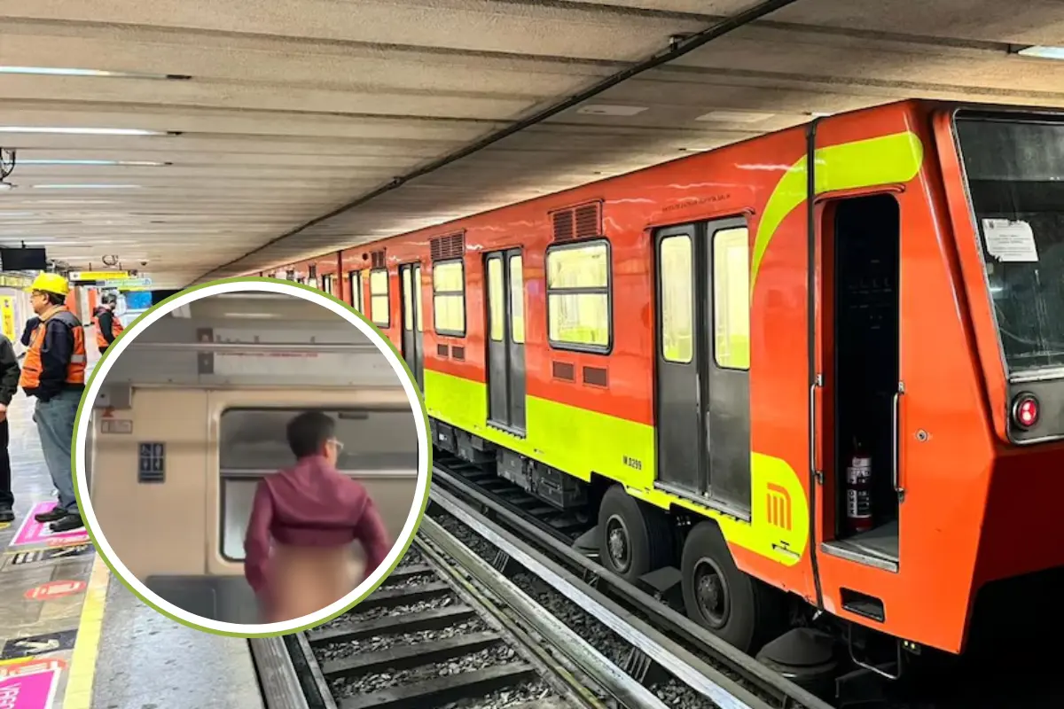 Metro de CDMX y hombre que se exhibe. Foto:@metroviral | Canva