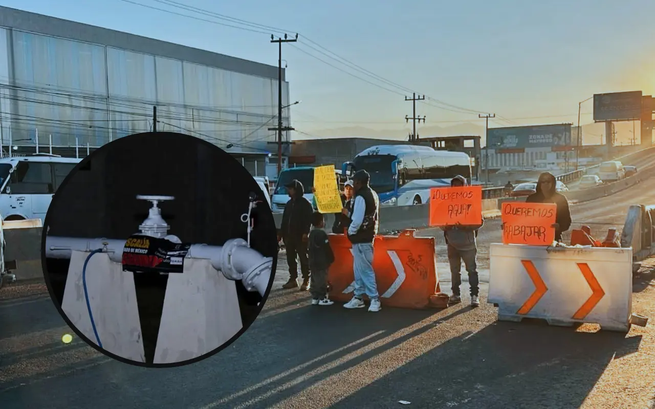 Protesta por cierre de pozos de agua clandestinos. Foto: X/ @israellorenzana (Canva)