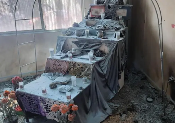 Incendio en jardín de niños de Monterrey arrasa con altar de Día de Muertos