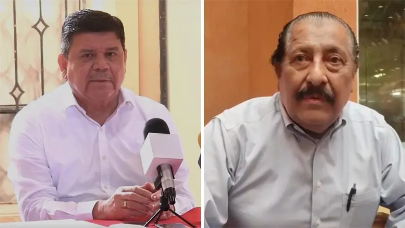 Arnulfo Rodríguez Treviño y Enrique Meléndez Pérez, dirigente y exdirigente del SNTE en Tamaulipas. Foto: Carlos García