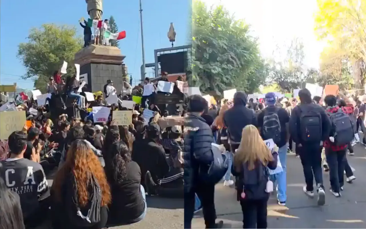 Manifestantes de Uruapan. Captura de pantalla: X (@juvebarry) / @janethleontv)