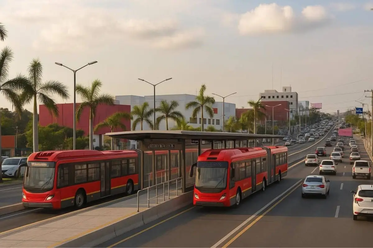 Proyección del Metrobús sobre avenida Hidalgo en el sur de Tamaulipas. Foto: Carlos García