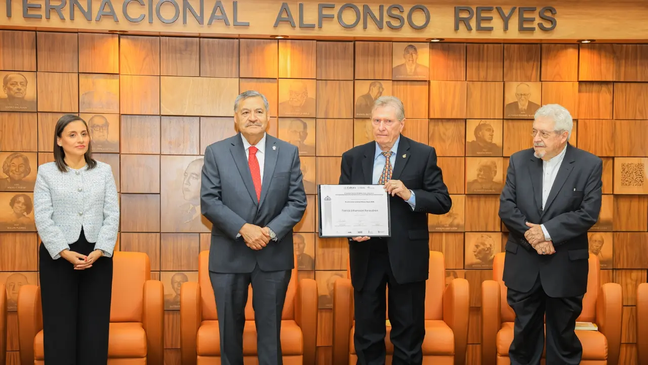 El Rector de la UANL, Santos Guzmán en el evento del Premio Internacional Alfonso Reyes 2025. Foto: UANL