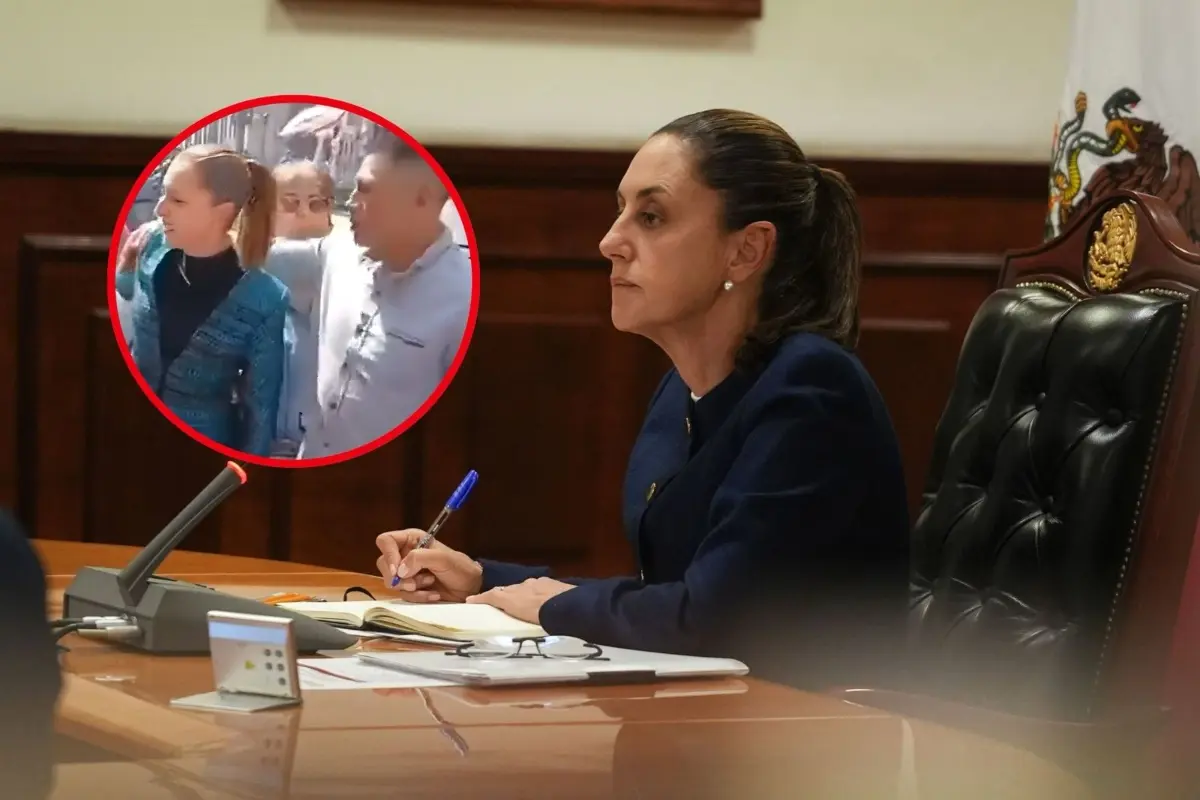 El hombre se le acercó por la espalda a Claudia Sheinbaum Foto: Gobierno de México/Canva