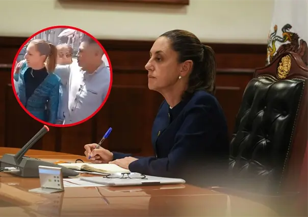 Hombre acosa a Claudia Sheinbaum afuera de Palacio Nacional