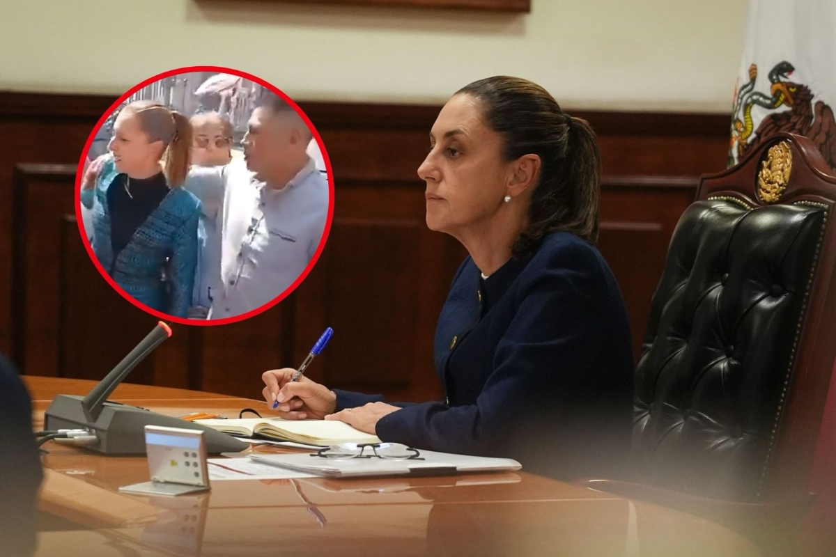 Hombre acosa a Claudia Sheinbaum afuera de Palacio Nacional Hombre acosa a Claudia Sheinbaum afuera de Palacio Nacional